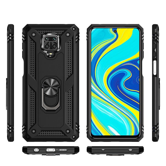 Páncélozott telefontok a Xiaomi Redmi Note 9S / 9 Pro, Nox Case Ring, fekete