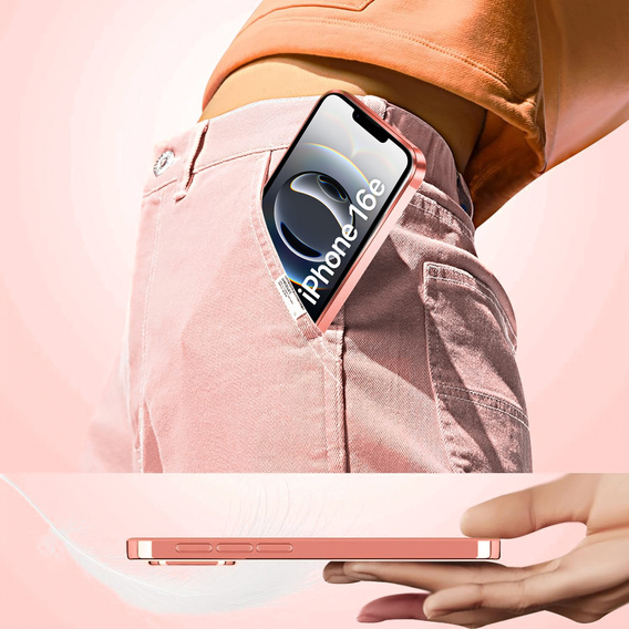 Tok iPhone 16E-hoz, Electro MagSafe, rózsaszín + üveg a képernyőhöz