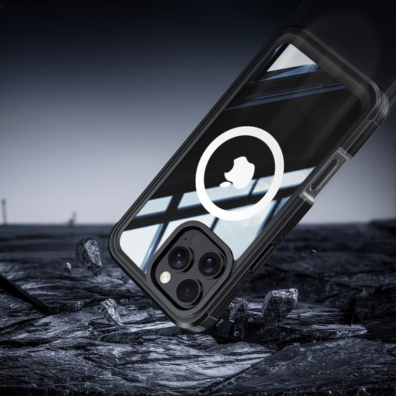 Tok iPhone 16 Pro Max-hoz, Shockproof, üveggel, MagSafe-hoz, fekete