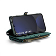 Tok CASEME Samsung Galaxy S24 FE, RFID Leather Wallet, vállpánttal, zöld