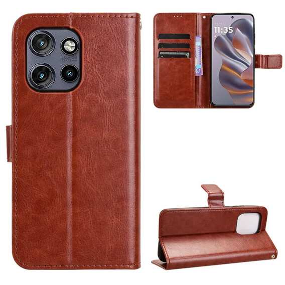 Pattintható tok a Motorola Edge 50 Neo / Motorola ThinkPhone 25, Crazy Horse Wallet, barna