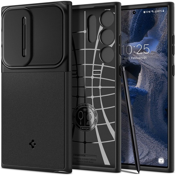 Spigen Optik Armor fekete tok Samsung Galaxy S23 Ultra készülékekhez
