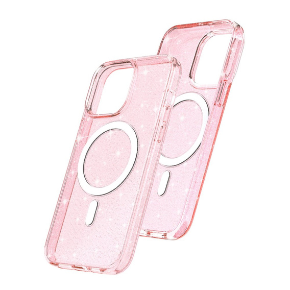 Telefontok a iPhone 14 Pro, Dropproof MagSafe Glitter, rózsaszín