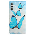 Pattintható tok a Samsung Galaxy A05s Wallet, Butterflies, kék