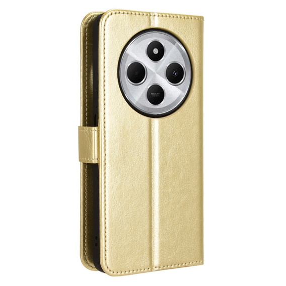 Pattintható tok a Xiaomi Redmi 14C / Xiaomi Poco C75, Crazy Horse Wallet, arany