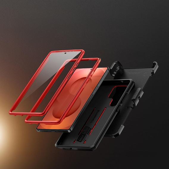 Robusztus tok Samsung Galaxy S25 Ultra készülékhez – Tongate MECH sorozatú klip, fekete