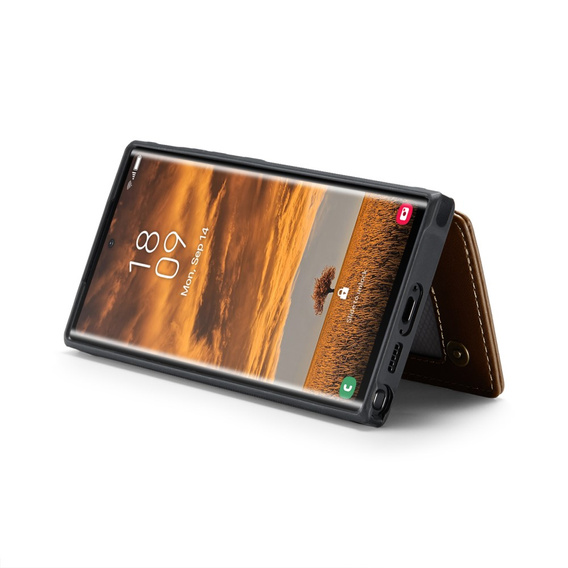 CASEME flip tok Samsung Galaxy S25 Ultra, Litchi Wallet, barna
