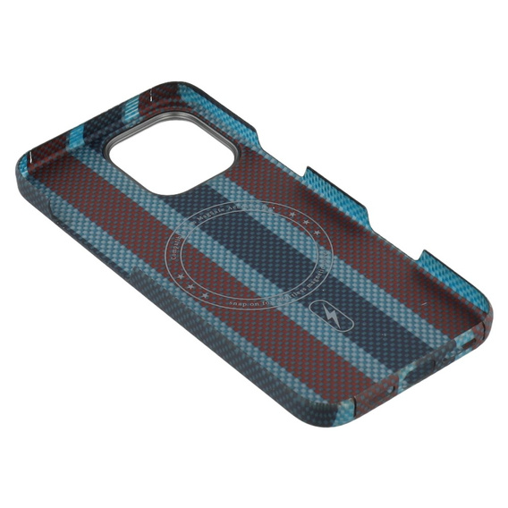 Tok IPhone 16 Pro, Aramid Fiber Slim Case, MagSafe, kék / piros