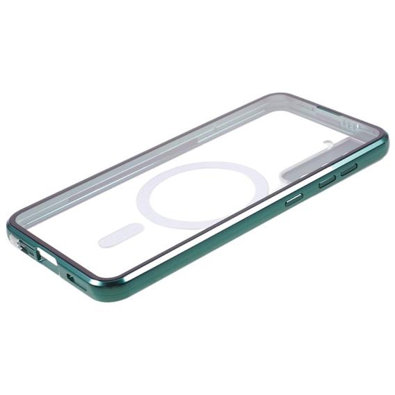 Magnetic Dual Glass MagSafe tok Samsung Galaxy S21+ Plus, zöld