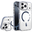 Tok iPhone 17 Pro Max készülékhez, MagSafe, állvánnyal, átlátszó, sötétkék betétekkel