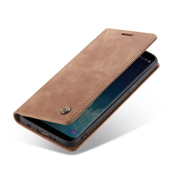 CASEME tok Samsung Galaxy S8, Leather Wallet Case, barna