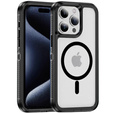 Tok kerettel iPhone 15 Pro Max készülékhez, MagSafe-hoz, átlátszó / fekete