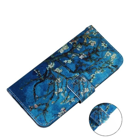 Pattintható tok a Oppo A17, Wallet flowers, kék