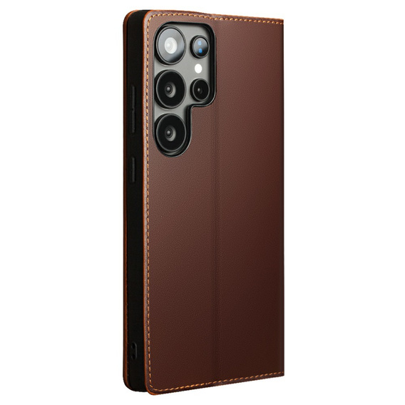 Flip tok Samsung Galaxy S25 Ultra, QIALINO Leather Wallet, fekete