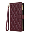 Flap tok Samsung Galaxy S25 Edge, Rhombus Crossbody Leather, bordó