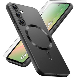 Tok Samsung Galaxy A56, ColorMag, MagSafe-hoz, fekete + 9H edzett üveg