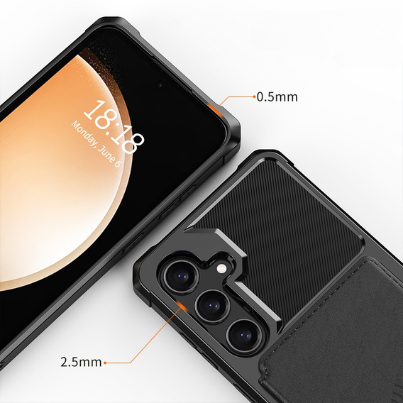 Tok Samsung Galaxy A35 5G, Card Holder Kickstand, fekete