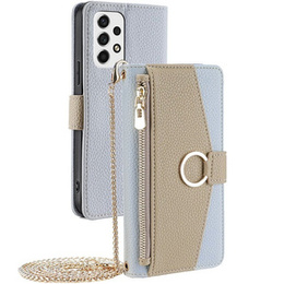 Flip tok Samsung Galaxy A53 5G, Wallet Zipper Pocket, tükörrel, kék