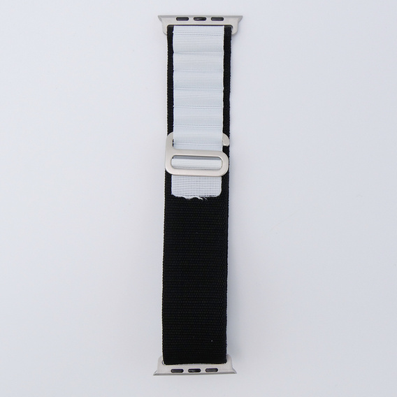 Nylon szíj Apple Watch 1/2/3/4/4/5/6/7/8/SE/ULTRA 42/44/45/45/49mm, fekete / fehér