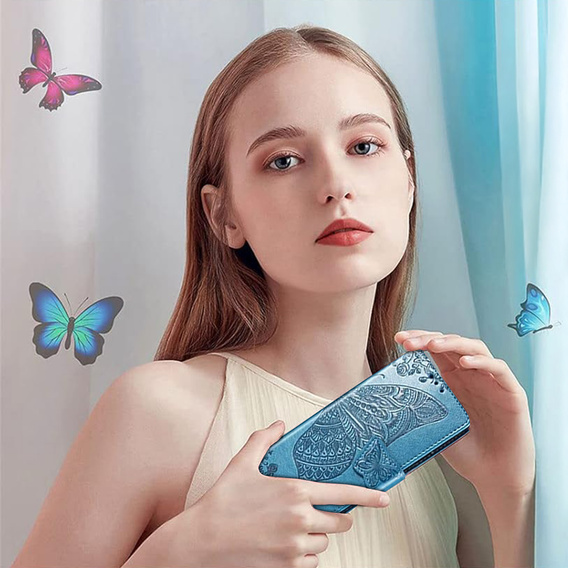 Pattintható tok a Xiaomi Poco F7 Ultra, Butterfly, kék