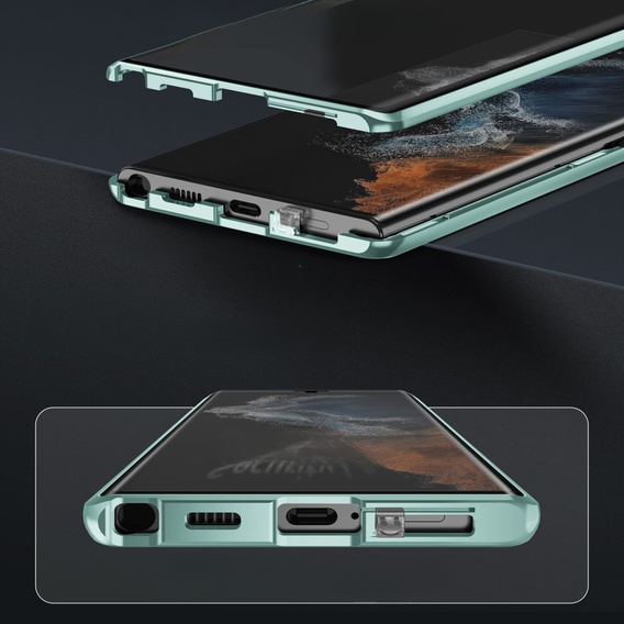 Tok Samsung Galaxy S23 Ultra, Magnetic Dual Glass, zöld