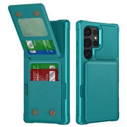 Tok Samsung Galaxy S25 Ultra, Card Holder Kickstand, zöld