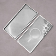 Magnetic Dual Glass MagSafe tok Samsung Galaxy S23 Ultra, ezüst