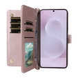 Tok patenttal a Samsung Galaxy S25 Edge-hez, Crossbody Leather Wallet, rózsaszín