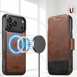 2 az 1-ben flip tok iPhone 17 Pro-hoz, SUTENI, MagSafe, barna színű