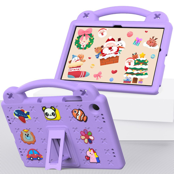 Gyermek tok Samsung Galaxy Tab A9+, Cute Patterns, állvánnyal, lila