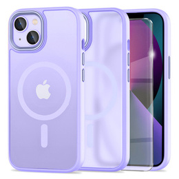 Tok iPhone 13-hoz, MagSafe, ERBORD Matt Case, lila + képernyőüveg