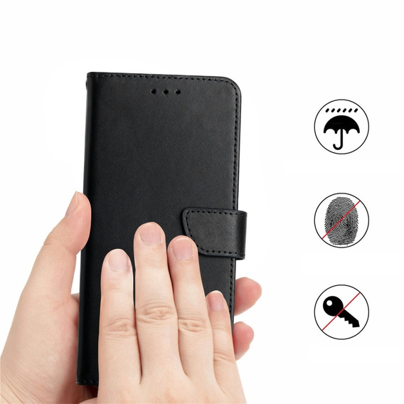 Pattintható tok a Realme C67, Split Leather Wallet, fekete