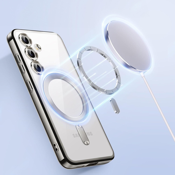 Tok Samsung Galaxy S25-hoz, Electro MagSafe, ezüst + üveg a képernyőhöz