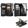 CASEME tok Samsung Galaxy A56 5G, Leather Wallet Cash and Card Slots, pánttal, fekete