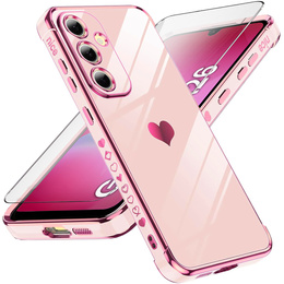 Tok Samsung Galaxy A26, Electro heart, rózsaszín rose gold + üveg 9H