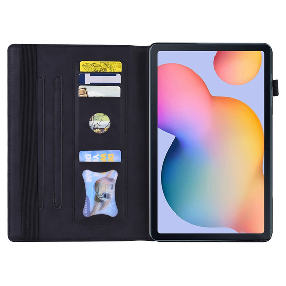 Tok Samsung Galaxy Tab S6 Lite, Classic, tolltartóval, fekete