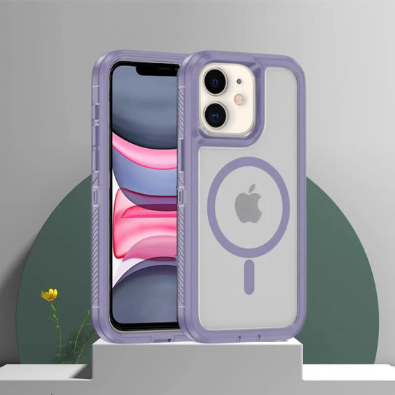 Tok kerettel iPhone 11 készülékhez, MagSafe-hoz, átlátszó / lila