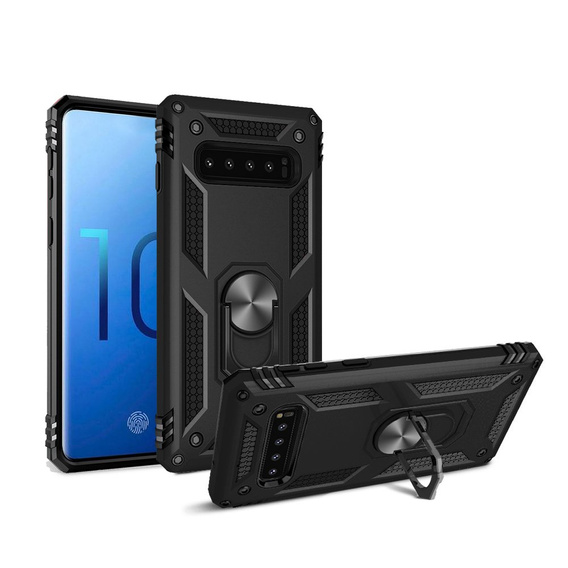 Páncélozott telefontok a Samsung Galaxy S10, Nox Case Ring, fekete