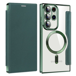 Pattintható tok a Samsung Galaxy S23 Ultra, RFID Wallet MagSafe CamShield, zöld