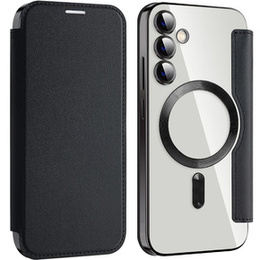 Pattintható tok a Samsung Galaxy S23 FE, RFID Wallet MagSafe CamShield, fekete