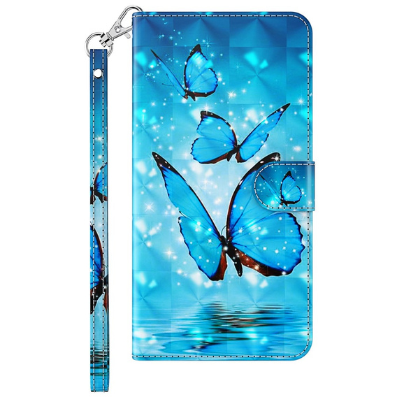 Pattintható tok a Oppo A17, Wallet Light Spots Decor Butterfly, kék
