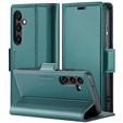 Tok Samsung Galaxy A16, ERBORD Glossy Litchi, pénztárca patenttal, zöld