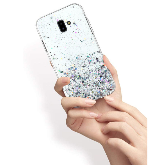 Telefontok a Samsung Galaxy J6 Plus, Glittery, átlátszó