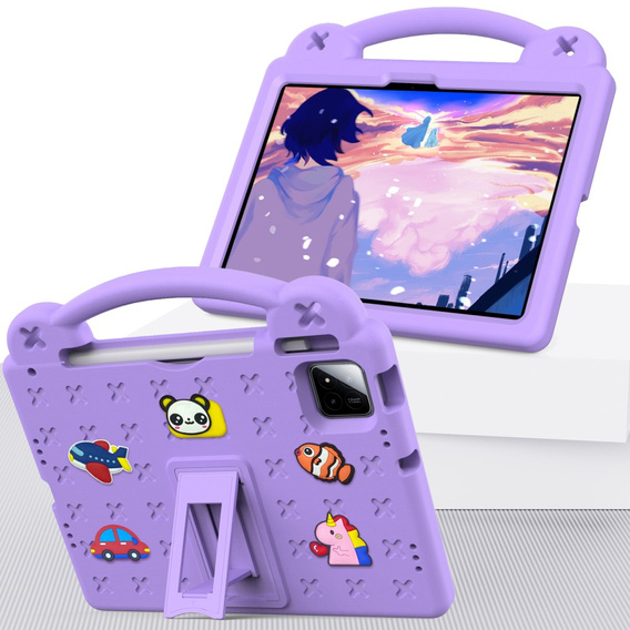 Gyermek tok Xiaomi Pad 7 / 7 Pro, Cute Patterns, állvánnyal, lila