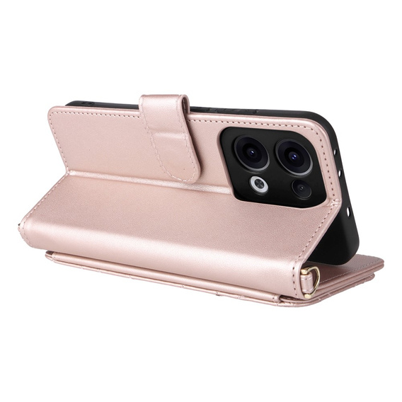 Tok patenttal a Oppo Reno 13 5G-hez, Crossbody Leather Wallet, rózsaszín