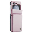 CASEME flip tok Samsung Galaxy Z Flip5 5G, Litchi Wallet, rózsaszín