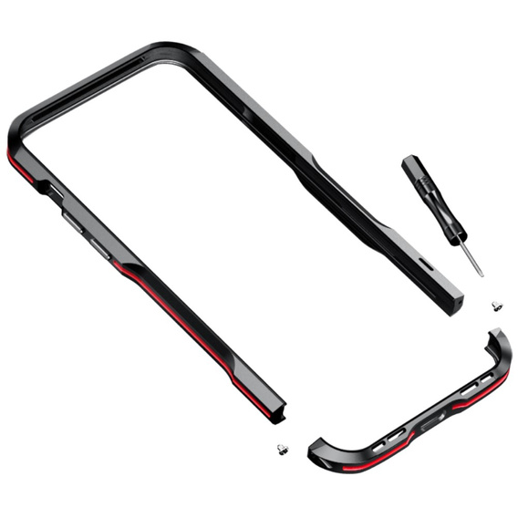 Teletok LUPHIE iPhone 14-hoz, Armor Bumper, fekete / piros