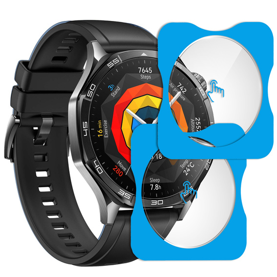 2x ERBORD edzett üveg a Huawei Watch GT 5 46mm-es órájához, rögzítőkerettel