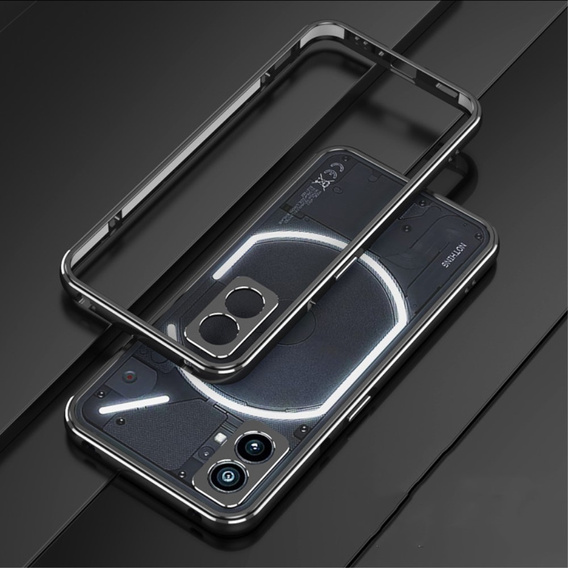 Tok Nothing Phone 2a, Armor Bumper, lencsevédővel, fekete / ezüst