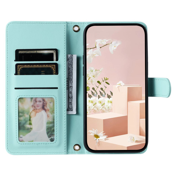 Flap tok Samsung Galaxy A55 5G, Rhombus Crossbody Leather, zöld